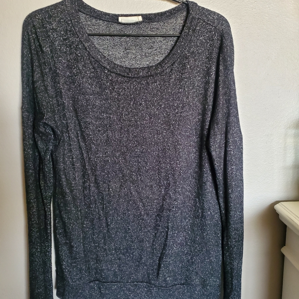 Womens Charcoal Patch Sleeve Light Sweater - Small